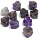 TEN Amethyst Heart Large-Hole Beads, Thick,  9/16"/15mm diameter,  #LP-102, Set of 10