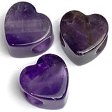 TEN Amethyst Heart Large-Hole Beads, Thick,  9/16"/15mm diameter,  #LP-102, Set of 10