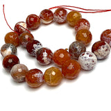 Large Coral Fire Agate Beads 16mm Round 5/8" Faceted 15" Strand,  #LP-103