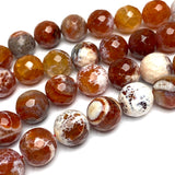 Large Coral Fire Agate Beads 16mm Round 5/8" Faceted 15" Strand,  #LP-103