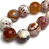 Large Coral Fire Agate Beads 16mm Round 5/8" Faceted 15" Strand,  #LP-103