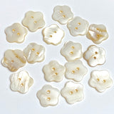 TEN Flower Shape Buttons White/Butterscotch MOP Shell, 2 Holes, 11/16" / 18mm #LP-104, Pack of TEN