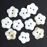 TEN Flower Shape Buttons White/Butterscotch MOP Shell, 2 Holes, 11/16" / 18mm #LP-104, Pack of TEN