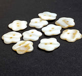 TEN Flower Shape Buttons White/Butterscotch MOP Shell, 2 Holes, 11/16" / 18mm #LP-104, Pack of TEN