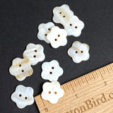 TEN Flower Shape Buttons White/Butterscotch MOP Shell, 2 Holes, 11/16" / 18mm #LP-104, Pack of TEN