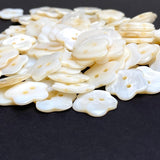 TEN Flower Shape Buttons White/Butterscotch MOP Shell, 2 Holes, 11/16" / 18mm #LP-104, Pack of TEN