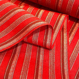 SALE Bright Red Stripe, Vintage Kimono Silk from Japan By the Yard #518