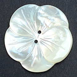 Re-Stocked Large White Pearl Shell Flower with Etched Detail, 2-Hole Button, 1-1/8" / 28mm #LP-106