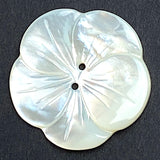 Large White Pearl Shell Flower with Etched Detail, 2-Hole Button, 1-1/8" / 28mm #LP-105