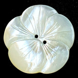 Large White Pearl Shell Flower with Etched Detail, 2-Hole Button, 1-1/8" / 28mm #LP-105