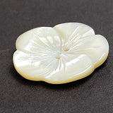 Large White Pearl Shell Flower with Etched Detail, 2-Hole Button, 1-1/8" / 28mm #LP-105