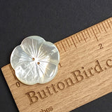 Large White Pearl Shell Flower with Etched Detail, 2-Hole Button, 1-1/8" / 28mm #LP-105