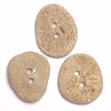 Beach Stone Buttons, Three Sandy-Light Ovals 1.25" - 1.5"  # BCH-80