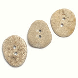 Beach Stone Buttons, Three Sandy-Light Ovals 1.25" - 1.5"  # BCH-80