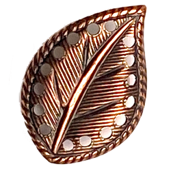 Copper Leaf Button, 3/4"  Metal, Shank Back, #SC-1339 from Susan Clarke