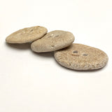 Beach Stone Buttons, Three Sandy-Light Ovals 1.25" - 1.5"  # BCH-80