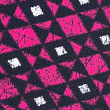 One Yard Piece, Black/Dark Pink Diamonds Vintage Kimono Wool Print From Japan By the Yard #521