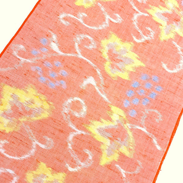 DEEPER SALE, Maple Leaves Orange/White Ikat Kimono Wool Blend From Japan, By the Yard #523