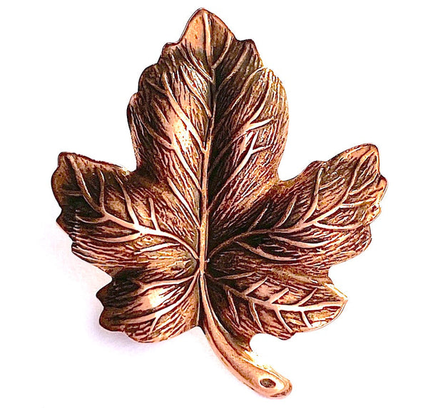 Running Low, Copper Maple Leaf from Susan Clarke, Shank Back Metal Button 1-1/4"  #SC-1333