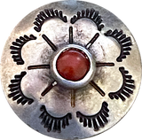 Desert Primrose 3/4" Concho Style Button, with "Coral" Stone, Shank Back  #SW-222