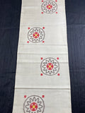 Meisen Ecru/Red/Gray Sunburst Old Kimono Silk Pieces from Japan 13.5" x 42" #253