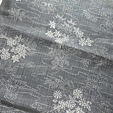 Gray/Black/White Vintage Kimono Tsumugi Silk Ikat By the Yard # 550
