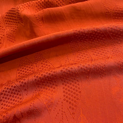 Liquid Drape Leaves Orange Jacquard Vintage Kimono Silk Pieces from Japan 9" x 54" #255