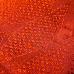 Liquid Drape Leaves Orange Jacquard Vintage Kimono Silk Pieces from Japan 14" x 42" #255