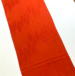 Liquid Drape Leaves Orange Jacquard Vintage Kimono Silk Pieces from Japan 14" x 48" #255