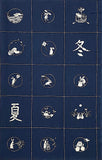 Re-Stocked, Bunny Panel from Japan, Rabbits on Indigo, 30 Different Scenes Per Panel 100% Cotton