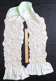 Shibori Obiage Scarf for Obi, LIght Green-White Very Textured Silk, 56" Long #256