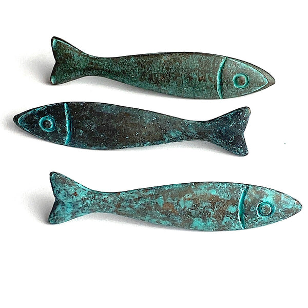SALE, Fish Button/Toggle, Green Patina/Copper, 2.25"  #L-737  Per Button