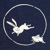 Re-Stocked, Bunny Panel from Japan, Rabbits on Indigo, 30 Different Scenes Per Panel 100% Cotton