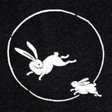 Re-Stocked, Bunny Panel from Japan, Rabbits on Black, 30 Different Scenes Per Panel 100% Cotton