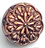 Re-Stocked, Dark Copper/Black 11/16" /18mm Glass Starflower Button, Germany, Shank Back  #966