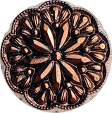 Re-Stocked, Dark Copper/Black 9/16" /14mm Glass Starflower Button, Germany, Shank Back  #967