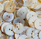 Mermaid's Latte, Honey-White-Taupe Mix, 7/8"-15/16" Natural Iridescent Pearl Shell Round 2-Hole Buttons, 22/23mm,  Item # LP-72