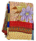 SALE Sari Kantha - Rust/Fall Tones, Hand Stitched Patchwork Quilt/Throw 39" x 59" #KN-19