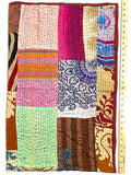 Sari Kantha - Rust/Fall Tones, Hand Stitched Patchwork Quilt/Throw from India, 39" x 59" #KN-20