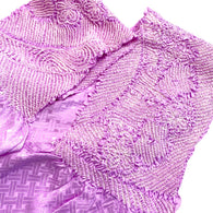 Lilac Purple Shibori Obiage Scarf for Obi, Very Textured Silk, 44" Long #264