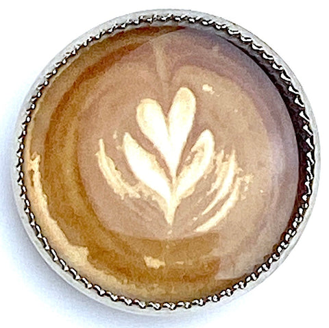 SALE Latte Cappuccino Heart Winky & Dutch Coffee Button 3/4"