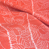SALE Coral/White Chirimen Crepe Vintage Kimono Silk from Japan By the Yard  #376
