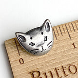 Silver Kitty Cat Metal 3/4" Button #SWC-57