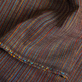 LAST 2 YARDS Muddy Turquoise Copper Cotton, Rustic Ikat Stripe from India #CHL-700