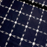 Black/White Ikat 4x5 Grid Cotton Handloom from India, By the Yard.  #CHL-22