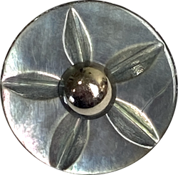 Re-Stocked, Gray Vintage Shell "Starflower" Button 3/4", Iridescent, Shank Back #SK-765