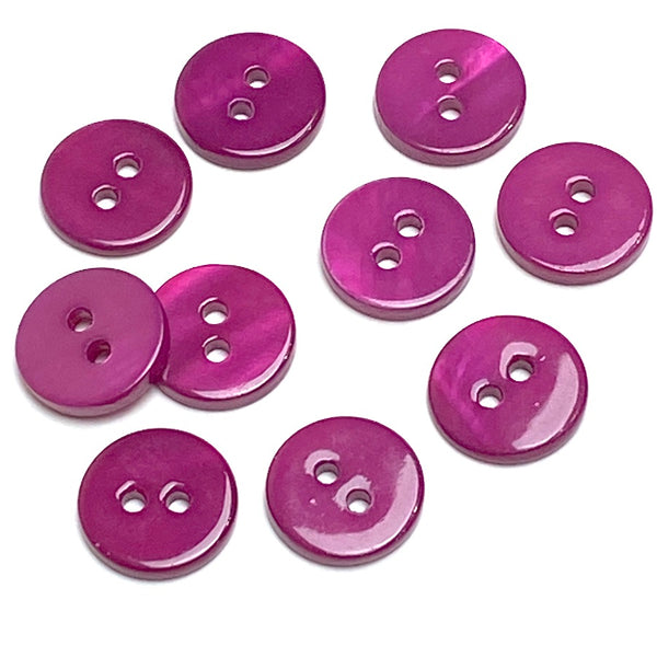 SALE, TEN Dark Pink / Magenta 7/16" Shell 2-Hole Buttons Pack of 10  #23-137