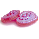 Czech Glass Heart-Flower Bead, Sparkly Plum 3/4", 18mm, Pack of 3  # L-468