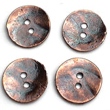 Ancient Treasure 11/16" Gray/Copper "Primitive" Bronze-Dipped Greek Metal 2-Hole Button 17mm,  #L-698