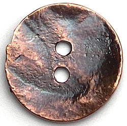 Ancient Treasure 11/16" Gray/Copper "Primitive" Bronze-Dipped Greek Metal 2-Hole Button 17mm,  #L-698